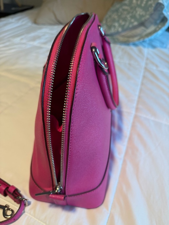Coach Hot Pink Saffiano Dome Satchel - Picture 6 of 9